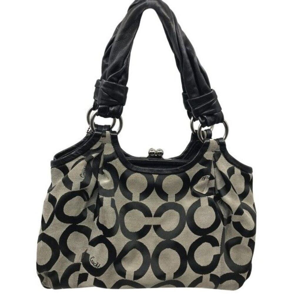 Coach Triple Compartment Style Large Blackgray Fabric Tote